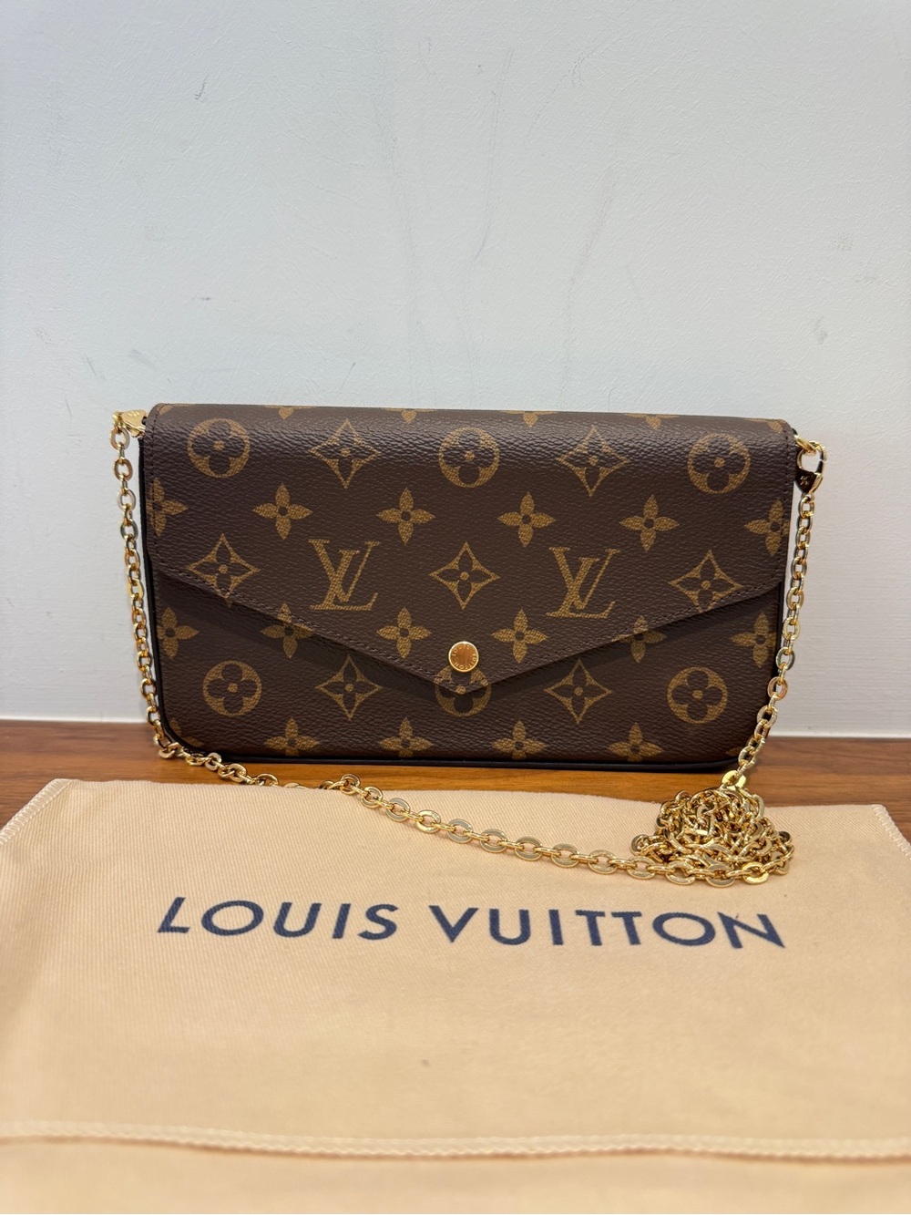 Louis Vuitton Brown Monogram Chain Crossbody Wallet